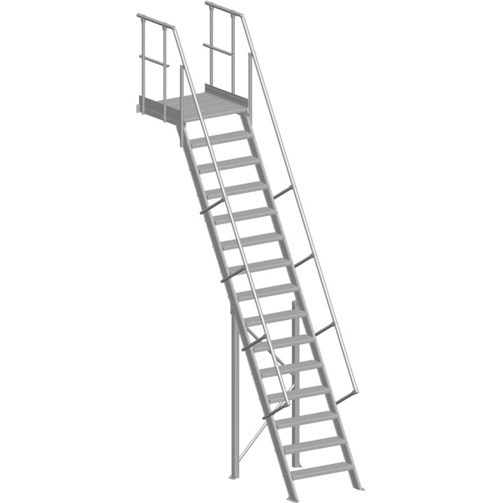 Escalier industriel avec plate-forme 60° Largeur 800 mm | L'Echelle Européenne