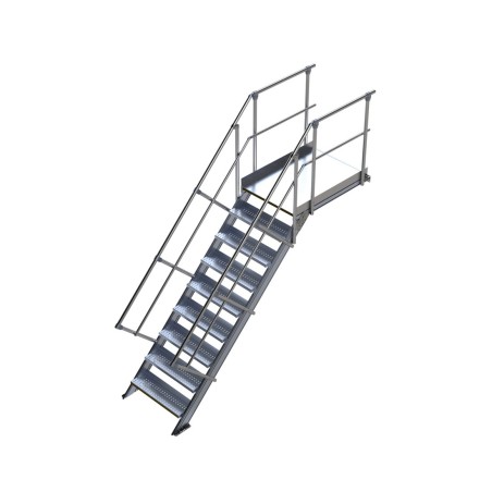 Escalera con plataforma LEEVEL inclinación 45° ancho 600 mm | L'Echelle Europeenne