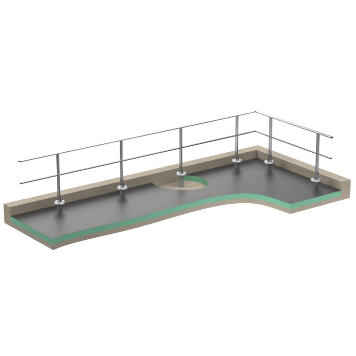 Fijación sobre losa de hormigón a impermeabilizar montante recto