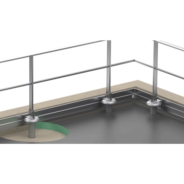 Fijación sobre losa de hormigón a impermeabilizar montante recto