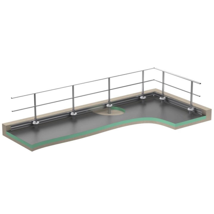 Fijación sobre losa de hormigón a impermeabilizar montante recto