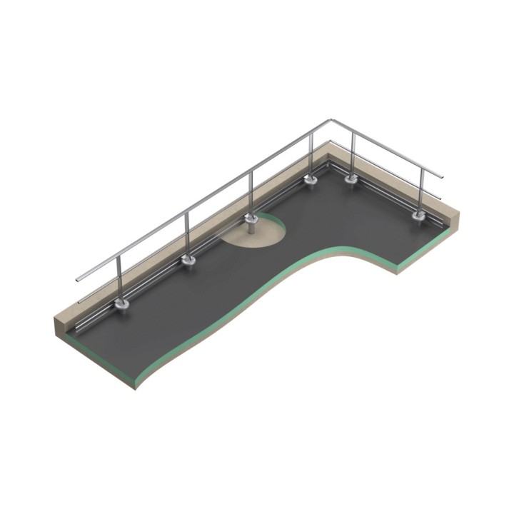 Fijación sobre losa de hormigón a impermeabilizar montante recto