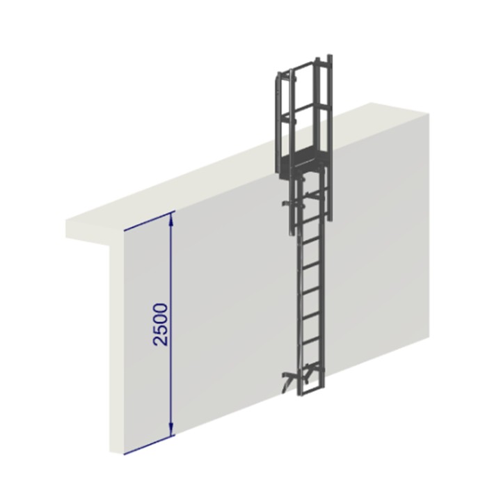 Escalera de crinolina de 2500 mm de altura sin aros.