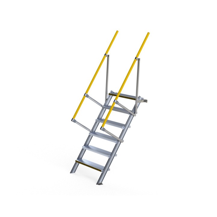 Escalier industriel 60° Largeur 800 mm avec mains-courantes jaunes