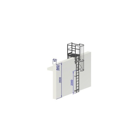 Escalera con protección dorsal de 3500 mm con paso de peto