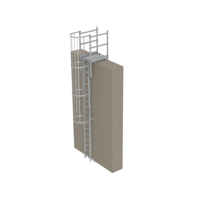 Escalera con protección dorsal de 5000 mm con paso de antepecho