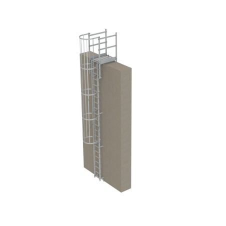 Escalera con protección dorsal de 6000 mm con paso de antepecho