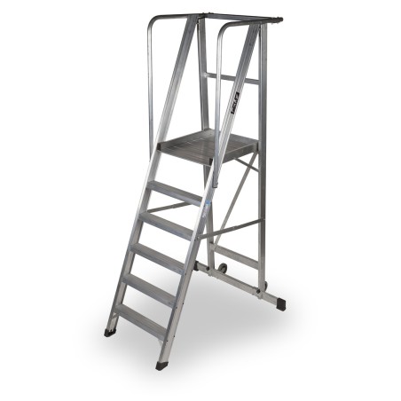 Escalera móvil con plataforma, plegable, KASTLE