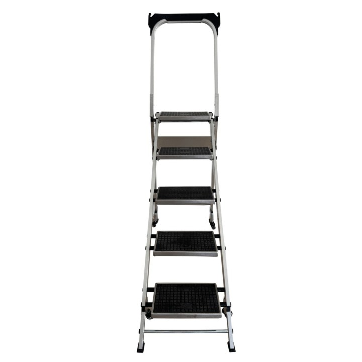 Taburete plegable confort de 5 peldaños con ruedas escamoteables