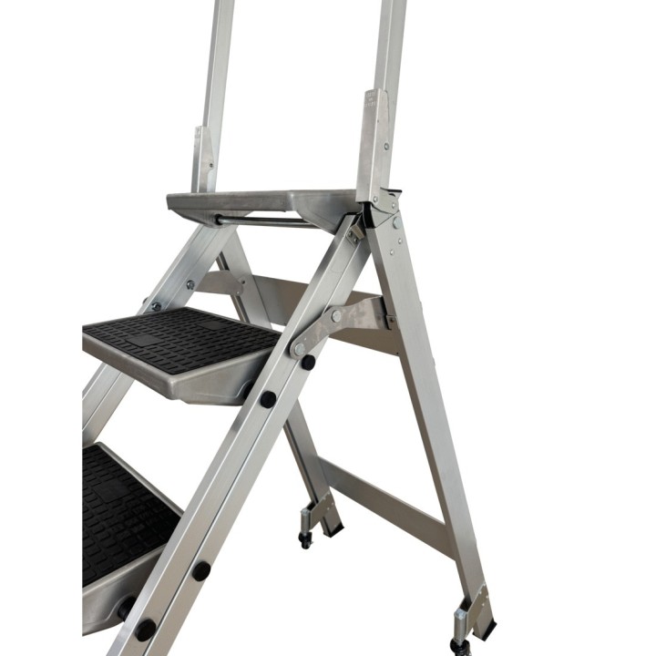 Taburete plegable confort de 5 peldaños con ruedas escamoteables