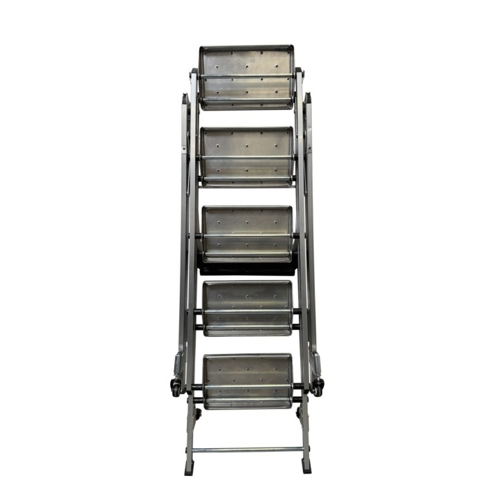 Taburete plegable confort de 5 peldaños con ruedas escamoteables