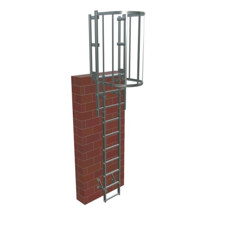 Escalera con protección dorsal de 2500 mm de altura sin aros.
