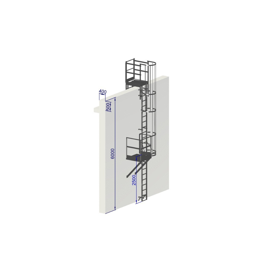 Escalera de protección dorsal - crinolina ALT6000 con paso de antepecho