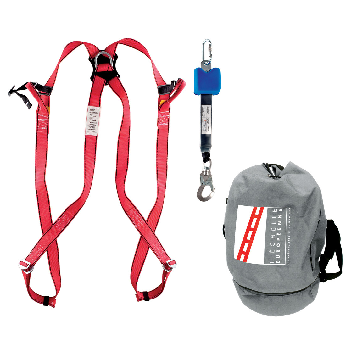 Kit anticaídas con mini anticaídas retráctil de cinta